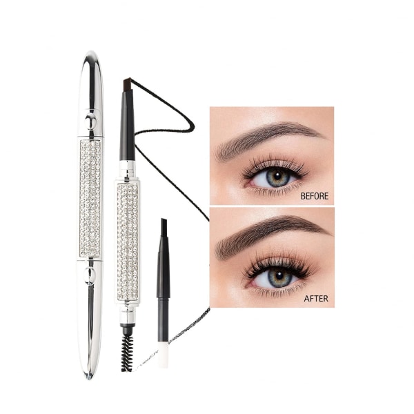Svart ögonbrynspenna Makeup Ögonbrynspennor 2 i 1 automatisk långvarig ögonbrynspenna med gratis påfyllning med dubbla ändar (svart) Black