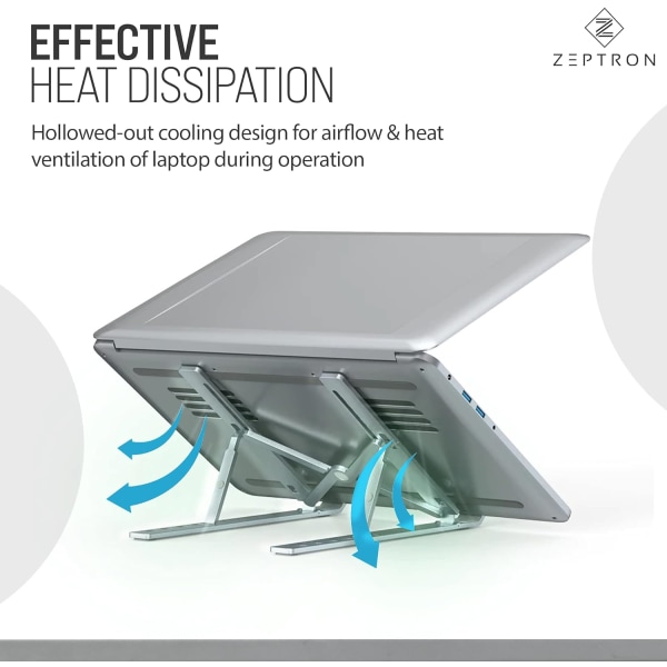 Foldbar bærbar aluminium bærbar computer stand | Skrivebordsstand med 6 niveauer højdejustering | Kompatibel til 11,6”/13,3 tommer bærbare computere notebooks（Sølv） silver