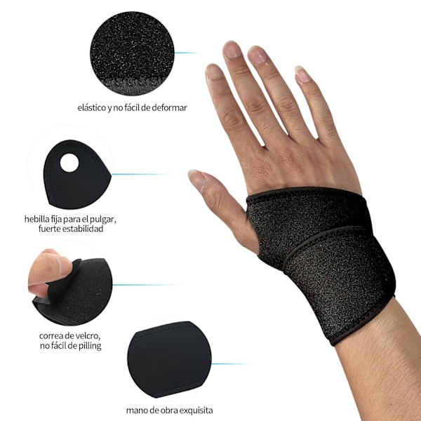 Justerbar håndleddsstøtte for senebetennelse, 1 par svart elastisk karpaltunnelskinne, sport tommel metacarpal armbånd for håndleddssmerter forstuing, senebetennelse