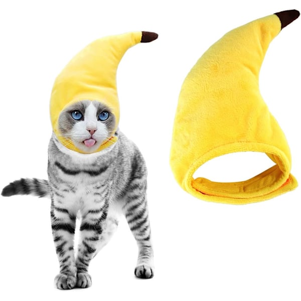 Halloween-Bananhatt för Husdjur - Mjukt, Lätt Plyschmaterial, Justerbar Storlek för Katter & Små Hundar, Gul