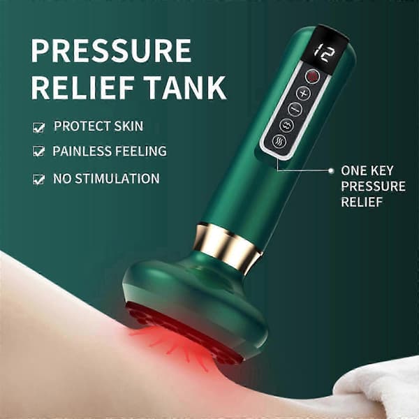 Kopper Sæt Gua Sha Massage Tryklettelse Opvarmning Tryklettelse 12 Tilstande Smart Elektrisk Kopper Bærbar green