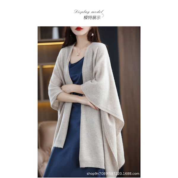 Cape, oversized skjerf, fløyelssjal, tykk og varm engros, allsidig for kvinner i høst og vinter beige