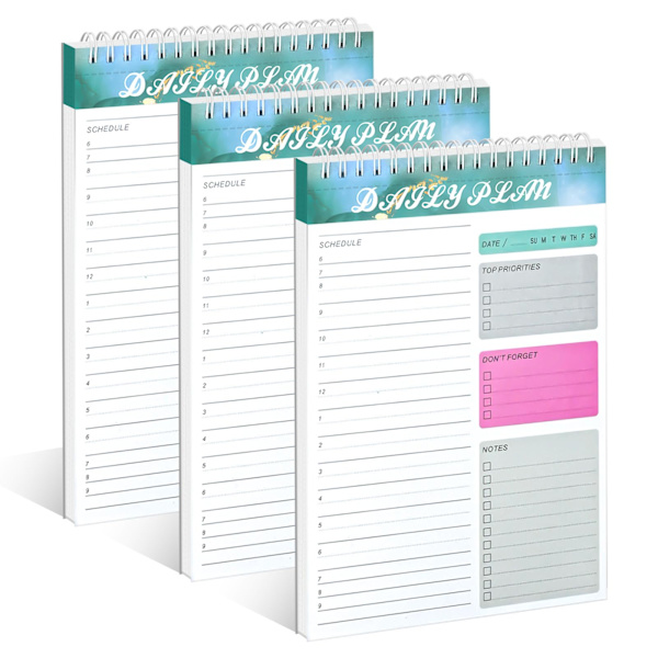 3 st To Do List Notebook, 52-sidig daglig To Do List Planner, 6\" x 8,4\" Planeringsblock Checklista Produktivitetsanteckningsblock med mål och anteckningssektion