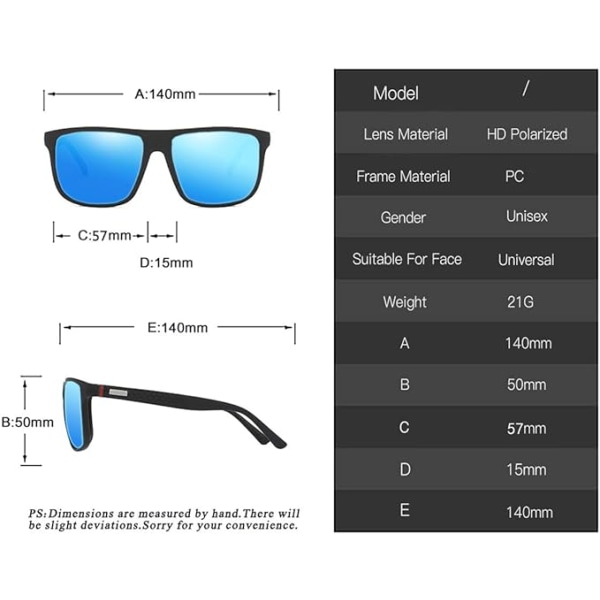 Perfekte polariserte solbriller for menn/kvinner; Vintage/klassisk/elegant lysramme; HD pilot linser; Golf/kjøring/fiske/reise briller (blå) Blue