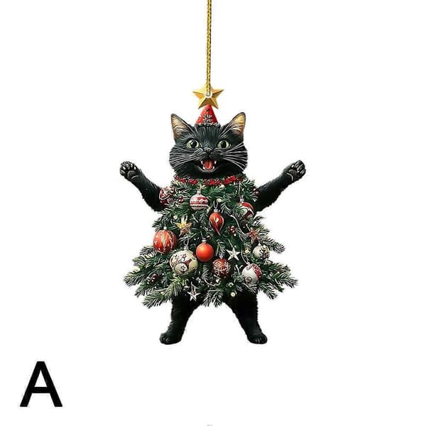 2D Flad Kat med Juletræs Nederdel, Hængepynt til Juletræ