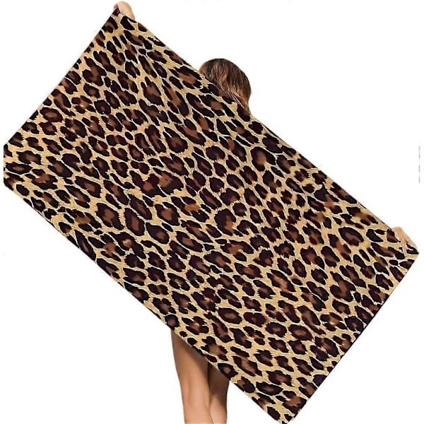 Leopard Strandhåndkle, Leopardmønstret Badehåndklær, Absorberende Mikrofiber