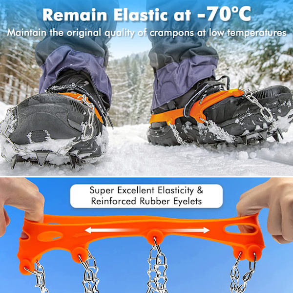 Issnegreb til sko og støvler, 24 pigge trækkraft klamper Anti Slip isspik klamper Crampons, rustfrit stål sikkerhed til vinterklatring vandringXL XL