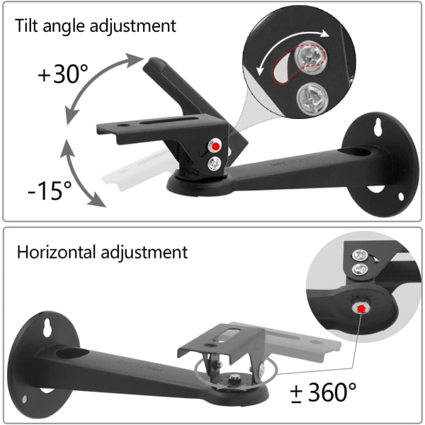 Mini-projektori seinäkiinnike, 20 cm hiiliteräs - 360° säädettävä projektori kattokiinnike M4-ruuveilla kameraa/projektoria/verkko-kameraa varten, musta