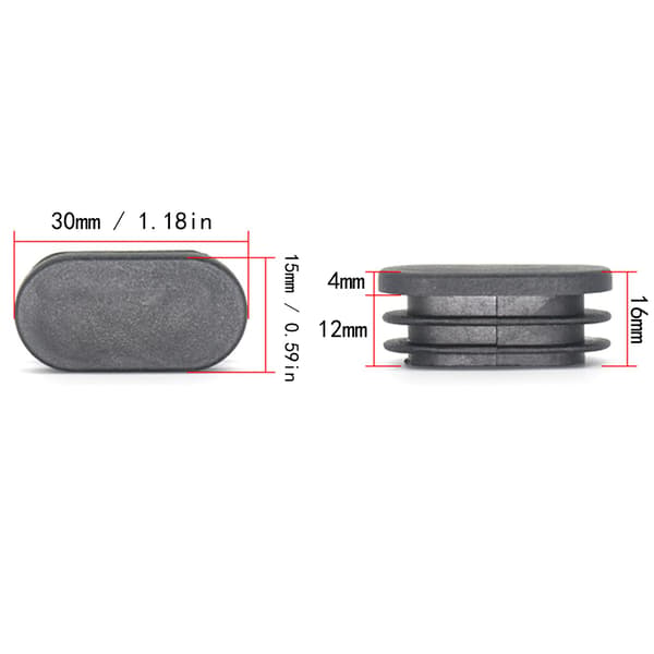 100 stk. 15x30mm Plast Endestykker, til Rør Møbelben Ovale Endestykker, til Plast Stoleben Cap, til Ovalt Rør 100pcs