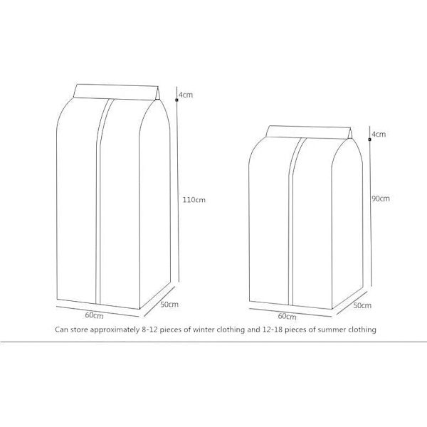 3D dragkedjesäker klädskydd, breddat helt magiskt tejpsdesign, perfekt för förvaring och resor, 60 * 50 * 90CM