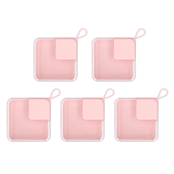 Pudderdåse Rejsetaske, 5 Stk Makeup Pudderdåse Opbevaringsboks Gennemsigtigt Dæksel Ansigtsmakeup Blender Puff Rejsetaske, Pink