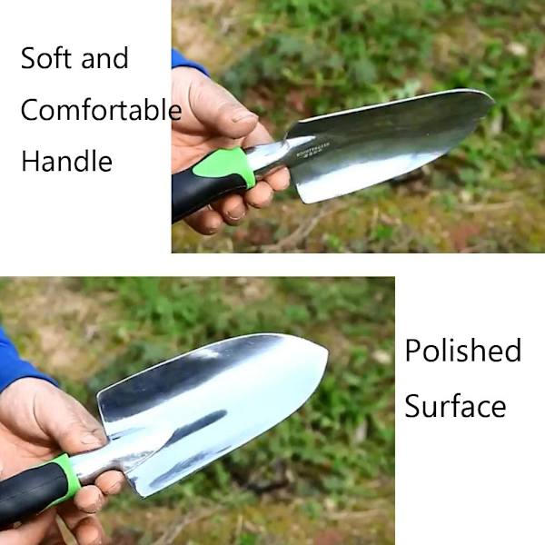Ergonominen puutarhalapio ja -kuokka pehmeällä otteella - Ihanteellinen istutukseen, kitkemiseen ja maaperän muokkaukseen - Loistava puutarhanhoitolahja