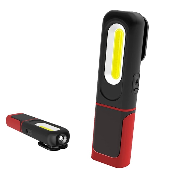 Uppladdningsbar LED-arbetslampa, 2 i 1 inspektionslampa 5W COB LED-ficklampa med magnetfot och krok för hemverkstad camping