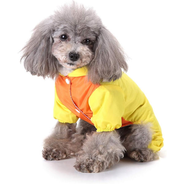 Sød And Regnfrakke til Små Hunde med Hætte Snore Regnjakke Heldragt 4 ben Jumpsuit Letvægts Vandtæt Tøj, Gul XS XS