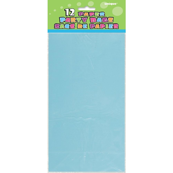 Blå Papir Festtasker (25cm x 13cm) 12 stk. - Perfekt til Fester og Begivenheder Blue