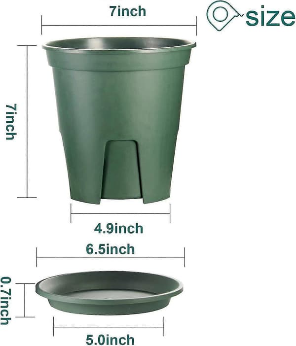 12 stk. Plastpotter med dreneringshull og brett