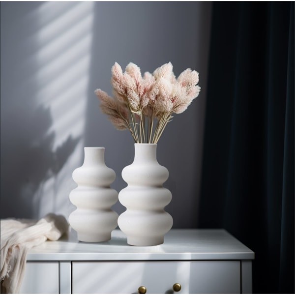 Moderne keramiske vaser, INS nordisk stil vase til tørrede blomster, TRE lag blomster vase Boho boligindretning til midtpunkt bryllup/fest/gaver