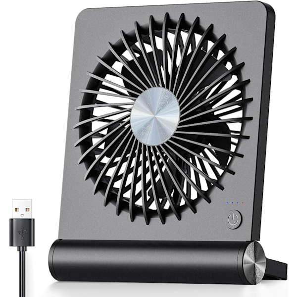 USB-tuuletin, voimakas tuuli, erittäin hiljainen pieni pöytätuuletin, 220° kallistuva taittuva, 3 nopeutta säädettävä USB-C-johdotettu henkilökohtainen pöytätuuletin, musta
