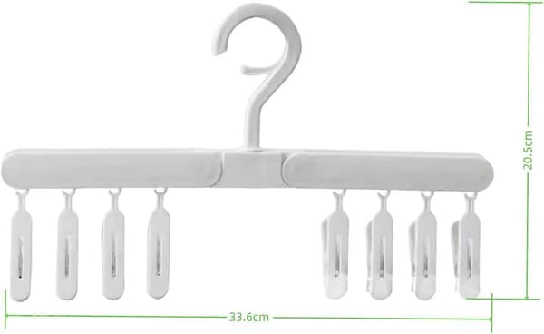 3-pack hopfällbara hängare med 24 klämmor