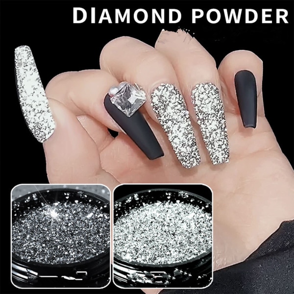 Reflekterende glitterpulver Crystal Diamond Nail Powder, 2 STK Sliver Sparkling Triangle Glitter Holografisk Negle Crome Dust Gilt Shiny (Chrome)