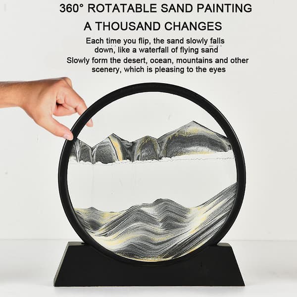Rörlig Sandsandsbild Timglas Djuphavslandskap Glas Quicksand 3D-målning orange