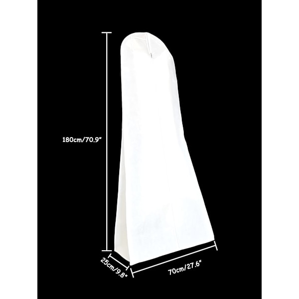 Vit Non-Wowen Anti-Dust Bröllopsklänning Klädpåse Skärmskydd med Transparent Dragkedja Ficka