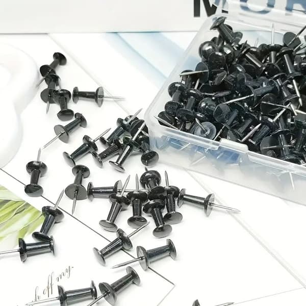 Tegnestifter - Tegnestifter med langt hoved - Sort - 100 stk. black Svart