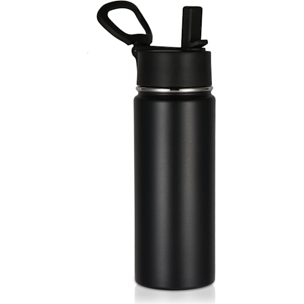 18oz Isolerte Vannflaske for Barn, Rustfritt Stål Vannflasker med Straw Lopp, Dobbelvegget Vakuum Gjenbrukbar Metall Termos Vannflaske