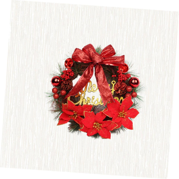 Snöig Julkrans Jul Heminredning Nativitetspynt Rosett Juldörrkrans Juldörrkrans - Röd