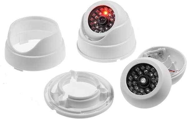 Set med 2 Dummy Dome Camera Fake Dummy Wireless CCTV Security Indoor Surveillance Camera med rød LED-hvit