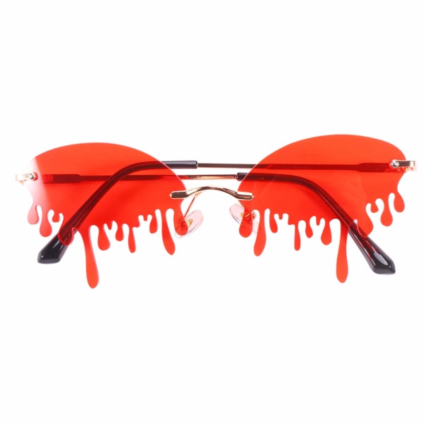 Mote solbriller Rammeløse, dråpeformede solbriller, tåredryppende solbriller for kvinner Red