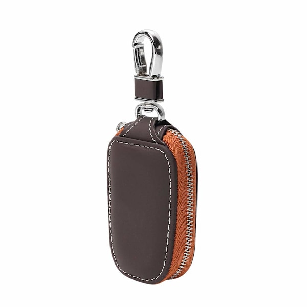 Bilnyckel fodral, smart nyckelhållare skydd PU läder bilnyckel kedja väska bil smart nyckelkedja mynthållare auto fjärrkontroll nyckelring plånbok (brun) Brown