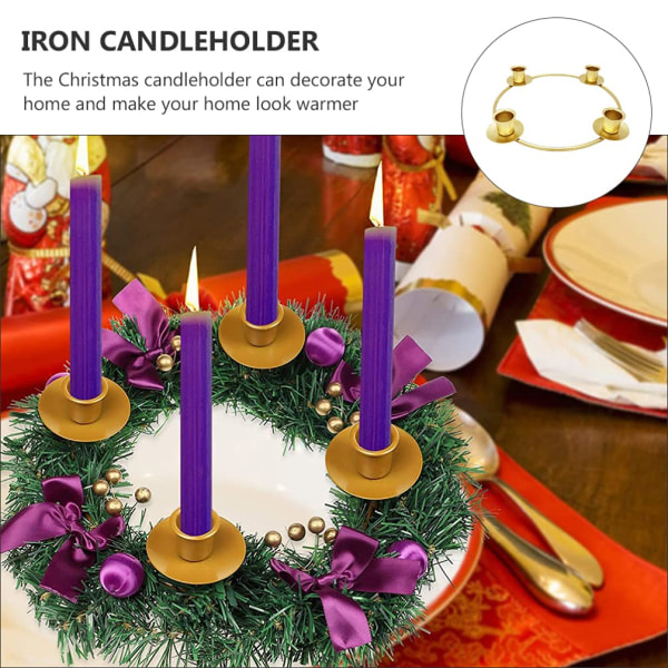 Juleadventslysestage Iron Art lysestagestativ Rund julepyntbord Midtpunkt til julefestindretning (gyldent)