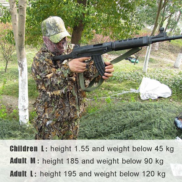 Kamouflage Ghillie Suit Löv, Kamouflage Jakt Outfit, Kamouflage Herr/Dam Jaktbyxor och Jacka Skogskit (L)