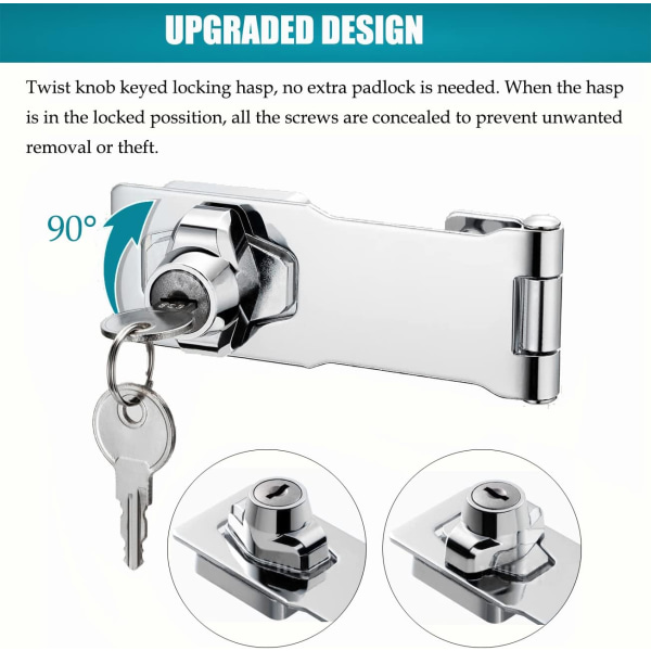 Hasp Hengelås, Skuffeslås, Skapskap Nøkkellås, Hasp Lås, Hengelås Lås (2,5 Tommer) 2.5inch