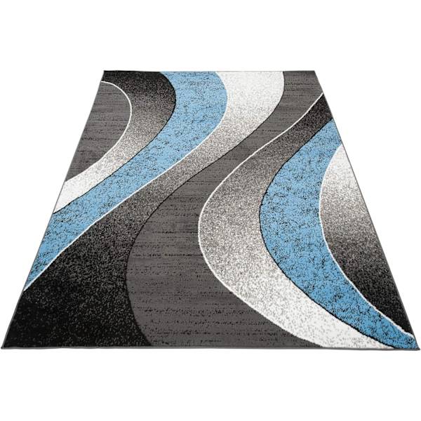 Mattan Vardagsrum Sovrum Modern Kort Lugg  Vågor Hållbar Matta Storlek - 80 x 120 cm (Mörk Grå Blå) sky blue