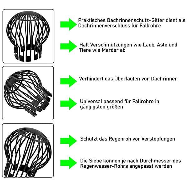 4x Bladbeskyttelse Nedløpsbeskyttelse Nedløpsbeskyttelse Regnrennebeskyttelse Rennerensbeskyttelse Nedløpsbeskyttelse