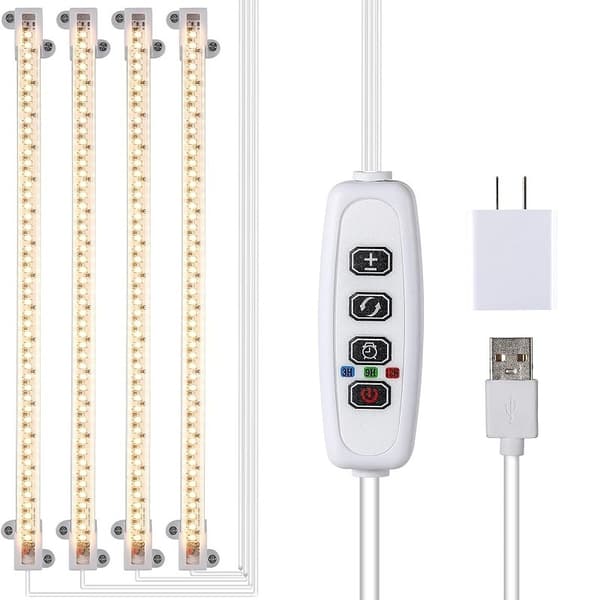 Växtbelysning växtlampa för inomhusväxter, med fullt spektrum och timer Vit Vit