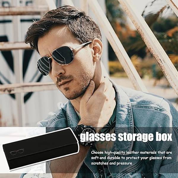 Solbriller Organizer Opbevaring - Retro Ridsefast Kunstig Læder Briller | Slank Design Briller Etui Organizer