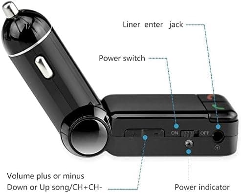 Trådlöst Bluetooth Handsfree-kit + FM-sändare + 2 USB-portar 5V/2A Multiladdare