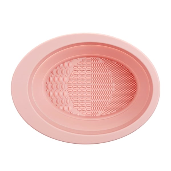 Makeup Brushes Cleaning Mat Silicone Cleaner Pad Cosmetic Cleaner Scrub Cup Tools Foldable Bowl Washing Tool For Art Brushes (Pink)