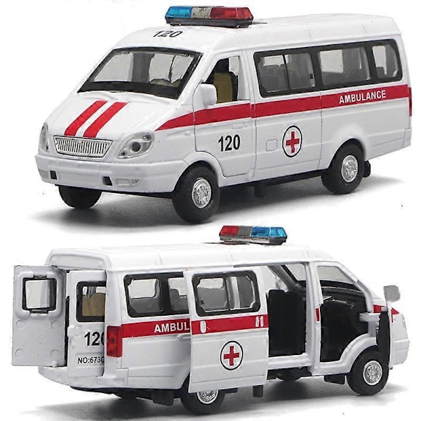 Uusi seosvetävä 1:32 ambulanssipakettiauto, pelastusajoneuvolelut, lasten pakettiautolelut, simulaatioääni ja valo Leikkiautot red
