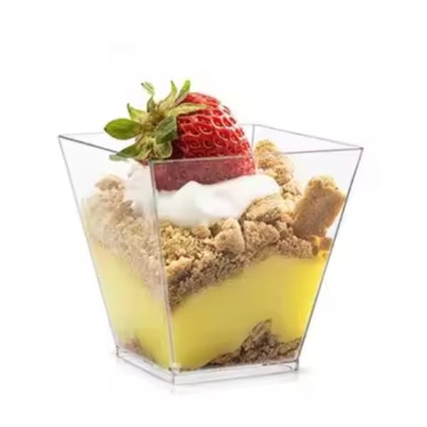 Fyrkantiga plastmuggar 120 ml – 25-pack serveringsmuggar för dessert, mousse black Svart