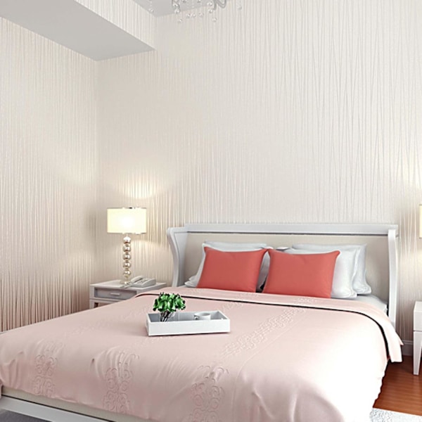 Modern minimalistisk non-woven, 3D tapet rulle glitter metallisk rand texturerad flockning randig tapet (blå 53X1000cm)，vit