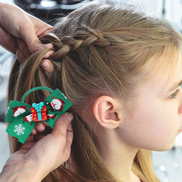 2st julrosett hår Scrunchie Xmas Elastiska hårslipsar Jultomtens hårrep Jul hårslipsband Härliga hårtillbehör för kvinnor och flickor