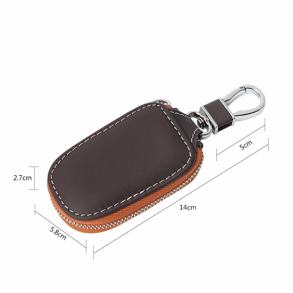 Bilnyckel fodral, smart nyckelhållare skydd PU läder bilnyckel kedja väska bil smart nyckelkedja mynthållare auto fjärrkontroll nyckelring plånbok (brun) Brown