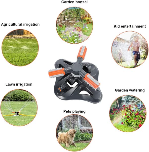Trädgårdssprinkler, grässprinkler, bevattningssystem för gräsmattor, 360° roterande sprinkler för gräsmatta