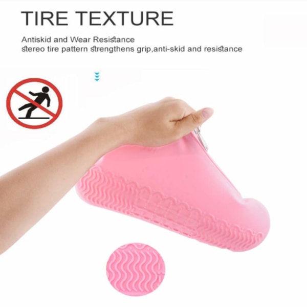 Vandtætte skobetræk, genanvendeligt silikone-skobetræk Skridsikret holdbar lynlås Elastisk regnbetræk til mænd, kvinder (39-42) Pink L