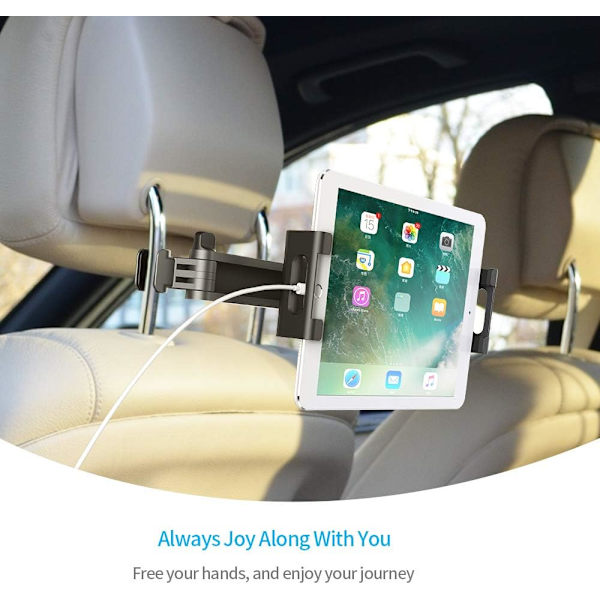Bil Tablet Holder, Bil Tablet Holder Universal Bil Nakkestøtte 360° Svingbar Justerbar Størrelse 6-12 Tommer for iPad