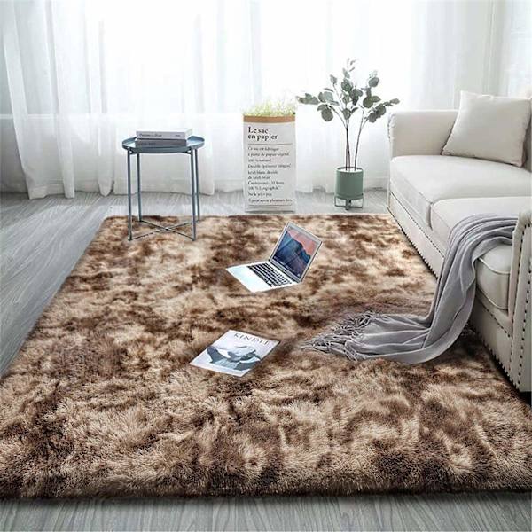 Mjuk matta sovrum lurvig matta lurviga mattor fluffiga färgglada batikmattor matta ny brun 120 x 200 cm Brown 120 x 200 cm